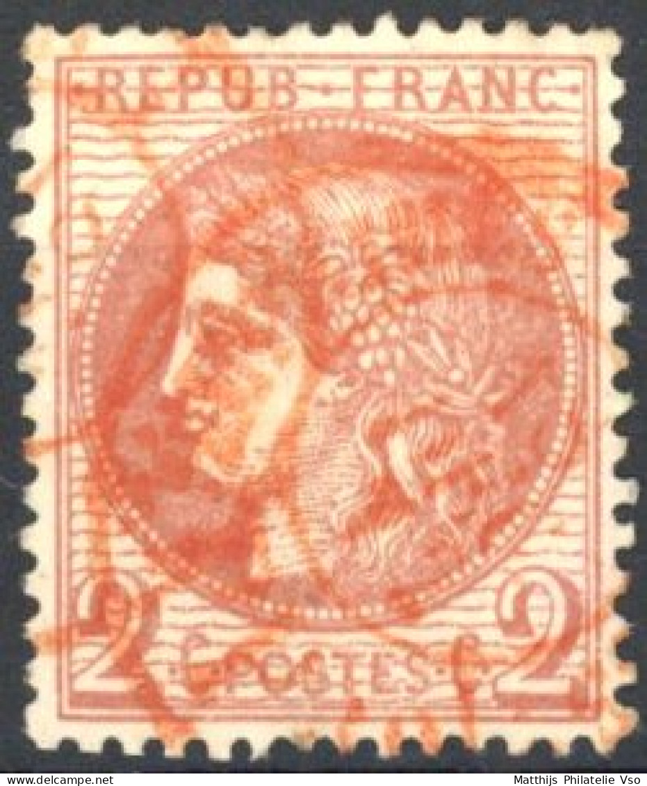 [O SUP] N° 51, 2c Rouge-brun  - Superbe Obl Càd Rouge Des Imprimés - Cote: 25€ - 1871-1875 Ceres