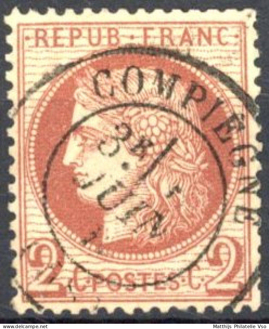 [O SUP] N° 51, 2c Rouge-brun - Superbe Obl Càd 'Compiègne' - 1871-1875 Ceres