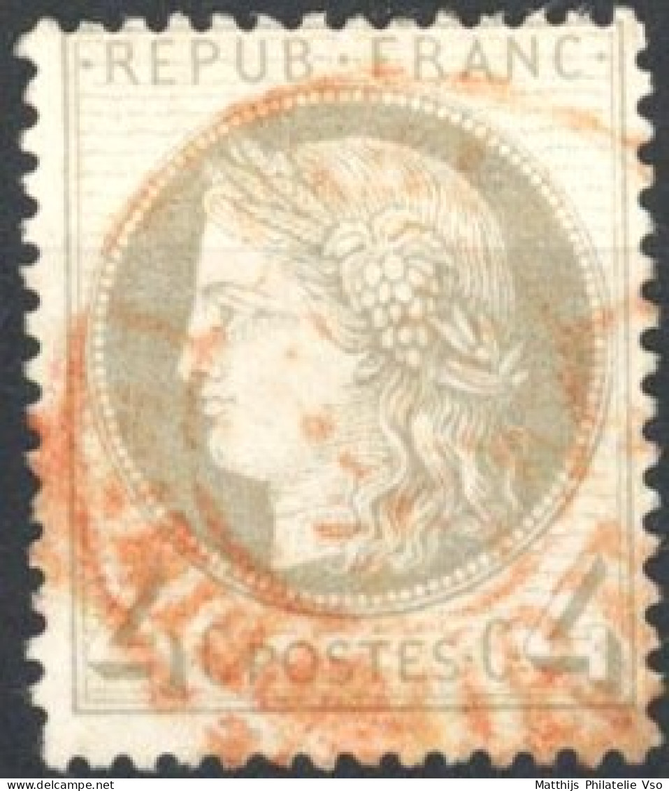 [O SUP] N° 52, 4c Gris - Superbe Obl Càd Rouge Des Imprimés - Cote: 75€ - 1871-1875 Ceres