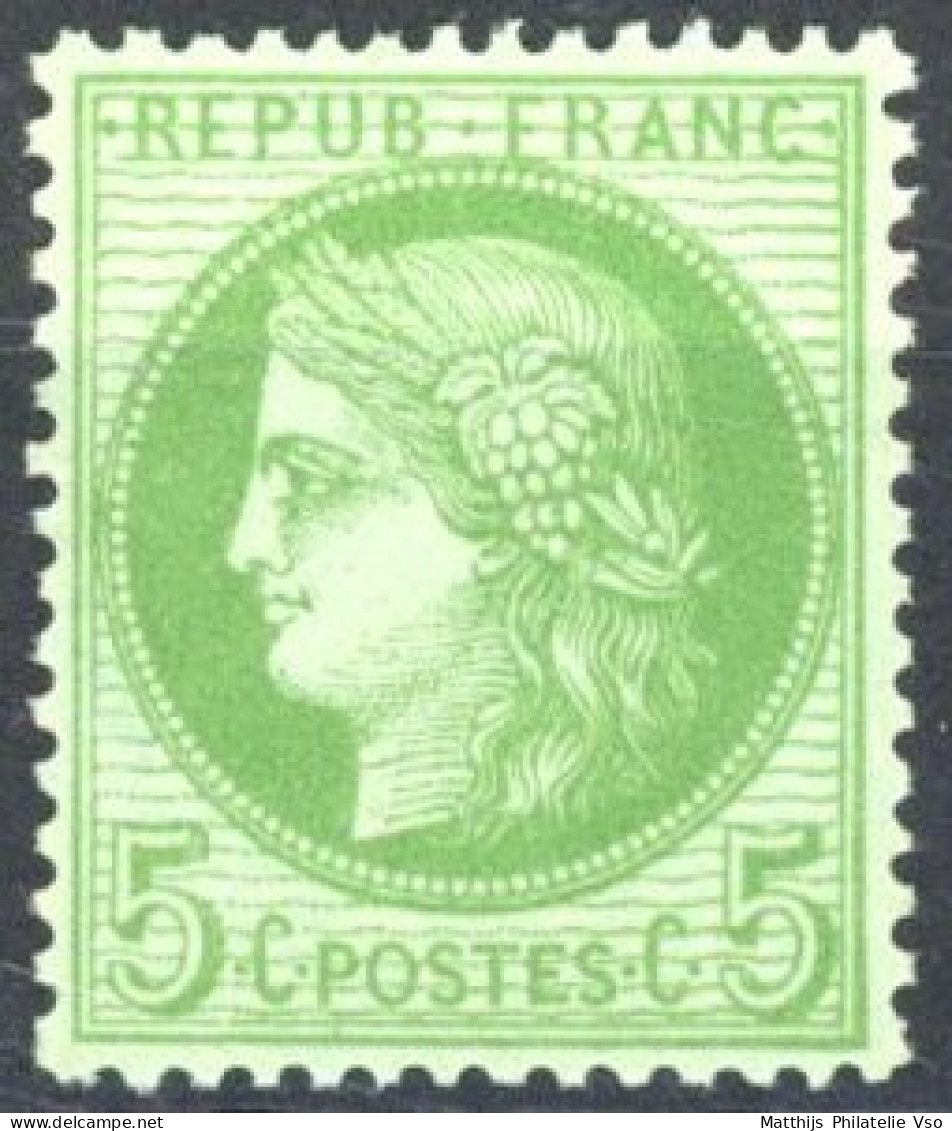 [* SUP] N° 53, 5c Vert-jaune/azuré, Centrage Parfait - Légère Trace - Cote: 300€ - 1871-1875 Cérès
