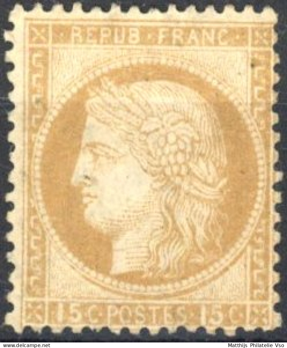 [(*) SUP] N° 55, 15c Bistre (gros Chiffres), Joli Centrage - Très Frais - Cote: 180€ - 1871-1875 Cérès