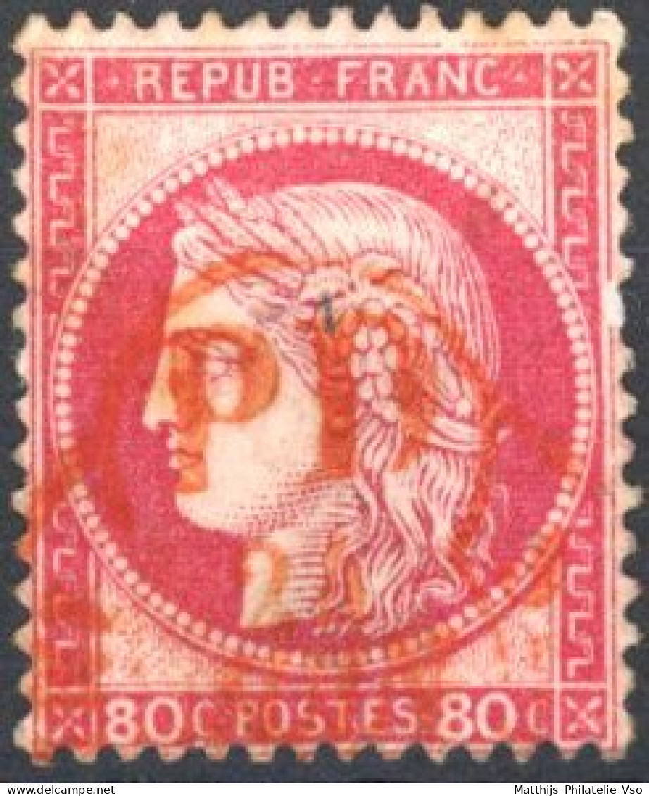 [O SUP] N° 57, 80c Rose - Superbe Obl Càd Rouge Des Imprimés - Cote: 60€ - 1871-1875 Ceres