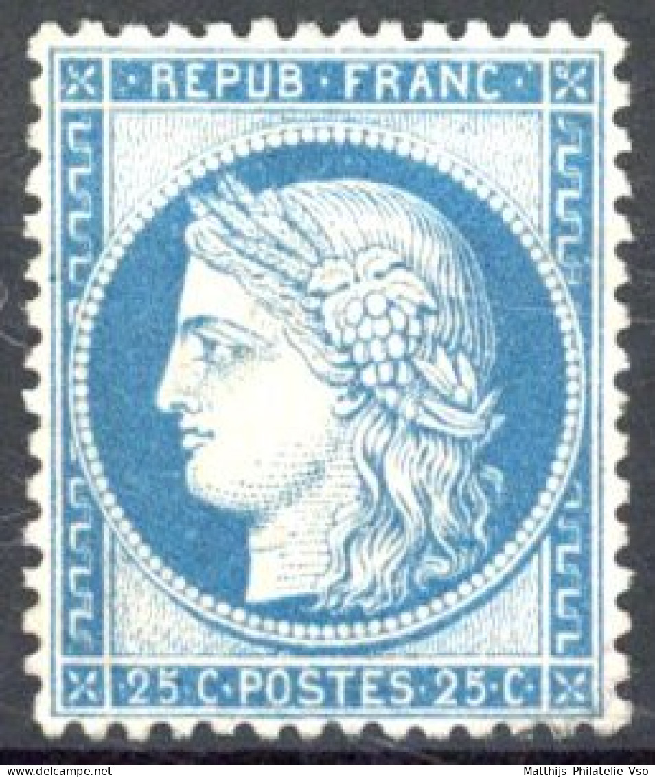 [(*) SUP] N° 60C, 25c Bleu (type III), TB Centrage - Superbe - Cote: 70€ - 1871-1875 Cérès