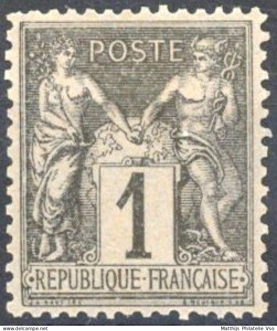 [** SUP] N° 83, 1c Noir/azuré (II), Excellent Centrage - Fraîcheur Postale - Cote: 25€ - 1876-1898 Sage (Type II)