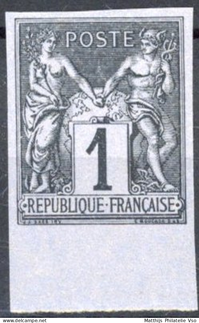 [** SUP] N° 83, 1c Noir/azuré (II), ND Avec Bdf - Fraîcheur Postale - Cote: 100€ - 1876-1898 Sage (Type II)