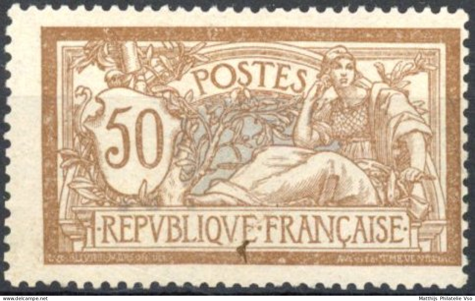 [** SUP] N° 120-cu, 50c Brun Et Gris, Fraîcheur Postale - 'E' De REPUBLIQUE Barré - Cote: 580€ - 1900-27 Merson