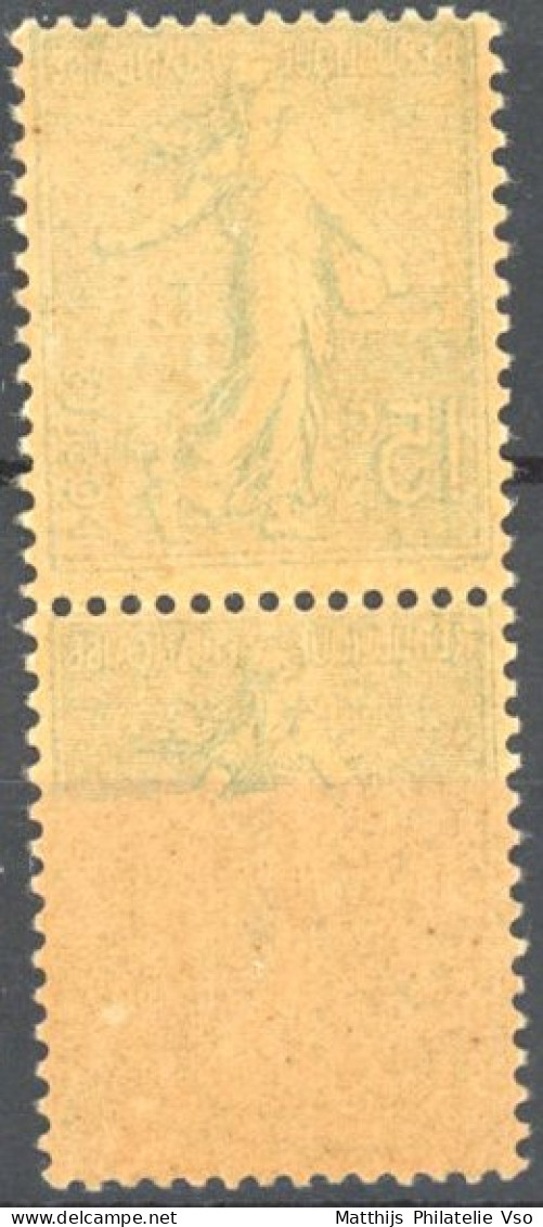 [** SUP] N° 130h, 15c Vert-olive En Paire - Impression Recto-verso Partirl Sur Le Timbre 2 - Cote: 108€ - 1903-60 Säerin, Untergrund Schraffiert