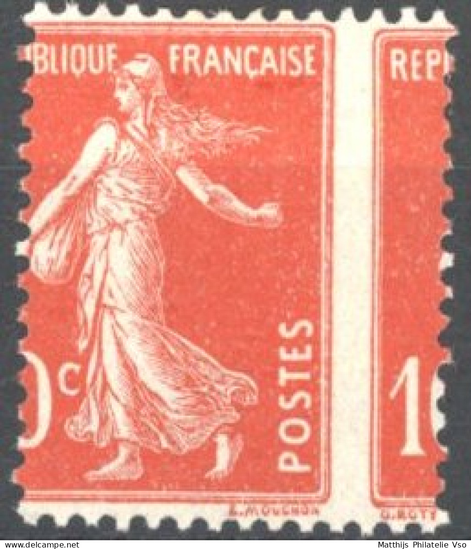 [* SUP] N° 135-cu, 10c Rouge - Superbe Piquage à Cheval - 1903-60 Semeuse Lignée