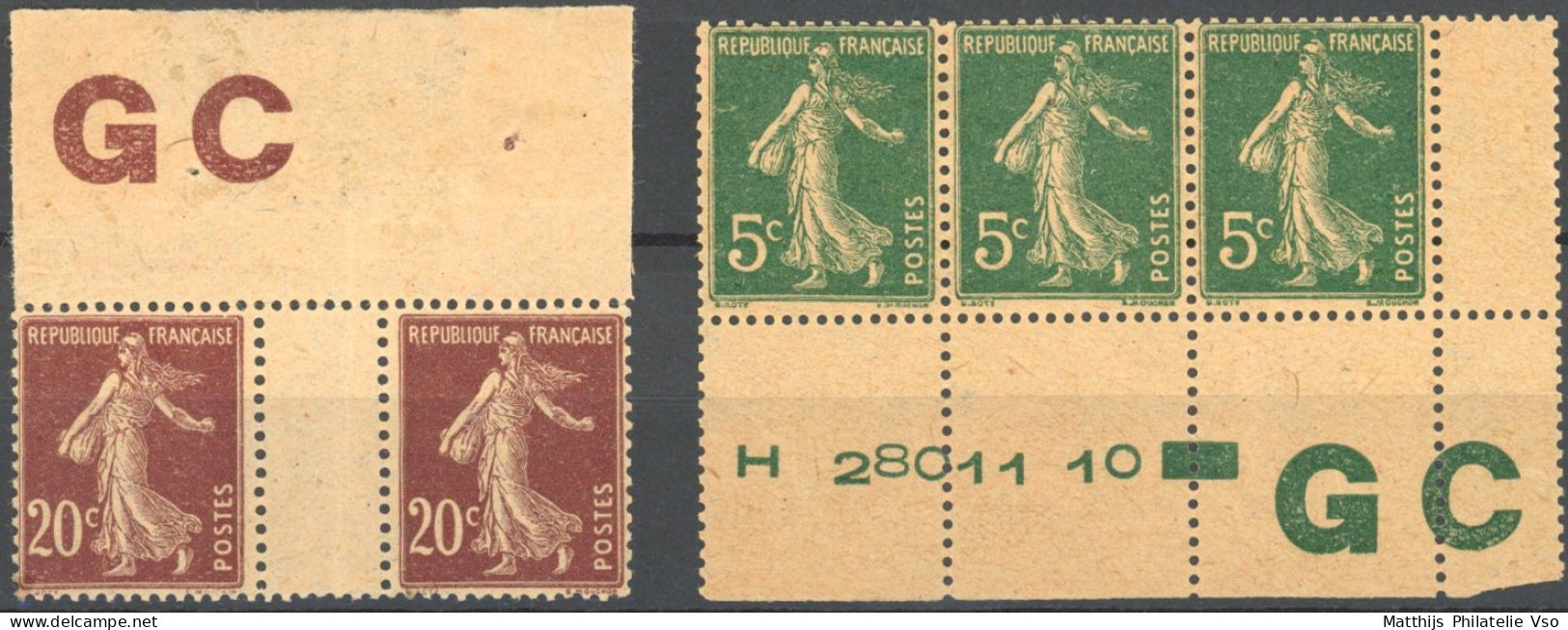 [** SUP] N° 137+139 - 2 Pièces Papier GC - 1903-60 Sower - Ligned