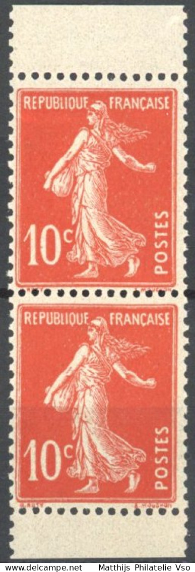[** SUP] N° 138e, 10c Rouge - Paire Verticale De Carnet - Cote: 60€ - 1903-60 Sower - Ligned