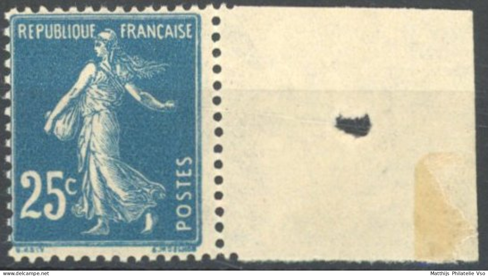 [** SUP] N° 140s, 25c Bleu - Impression Recto Verso - 1903-60 Semeuse Lignée