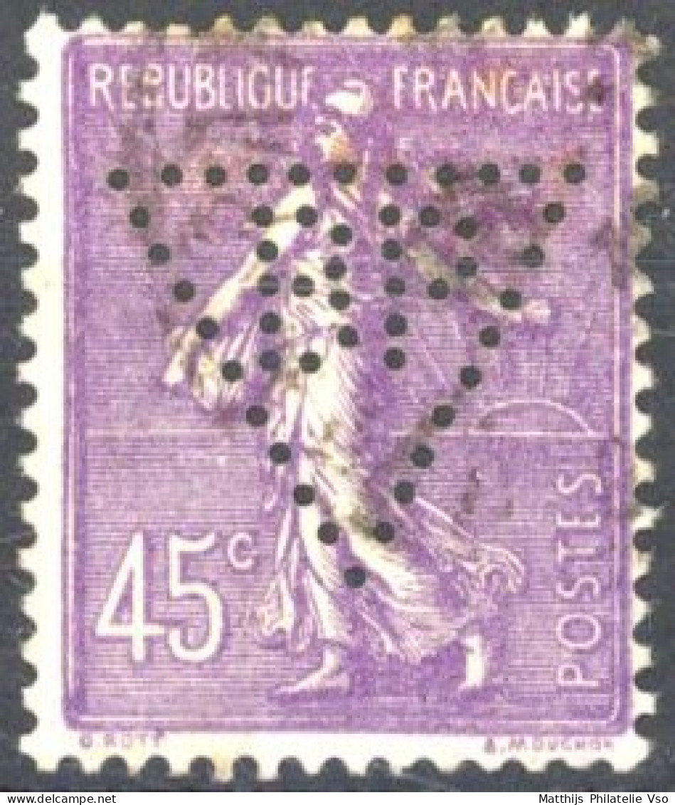 [O SUP] N° 197, 45c Lilas - Perforation De Firme - 1903-60 Säerin, Untergrund Schraffiert