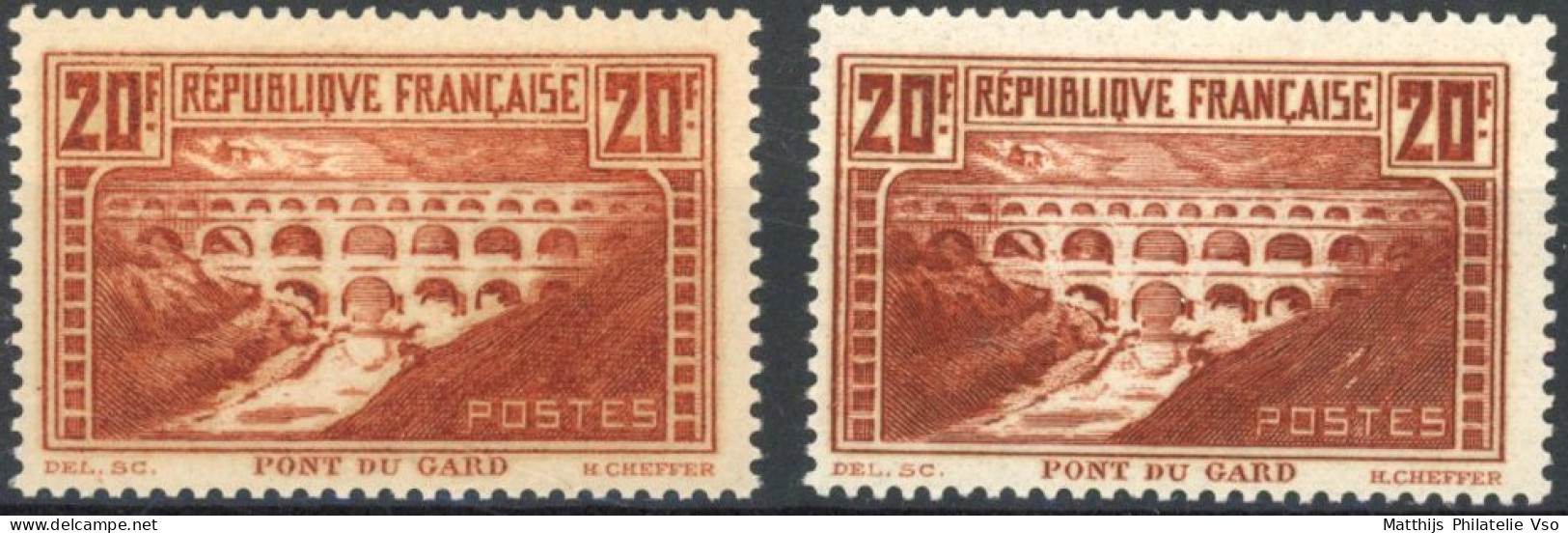 [** SUP] N° 262+262a, 20f Pont Du Gard (IIB), Les 2 Nuances Dont Le Chaudron Foncé - Fraîcheur Postale - Cote: 1125€ - Unused Stamps