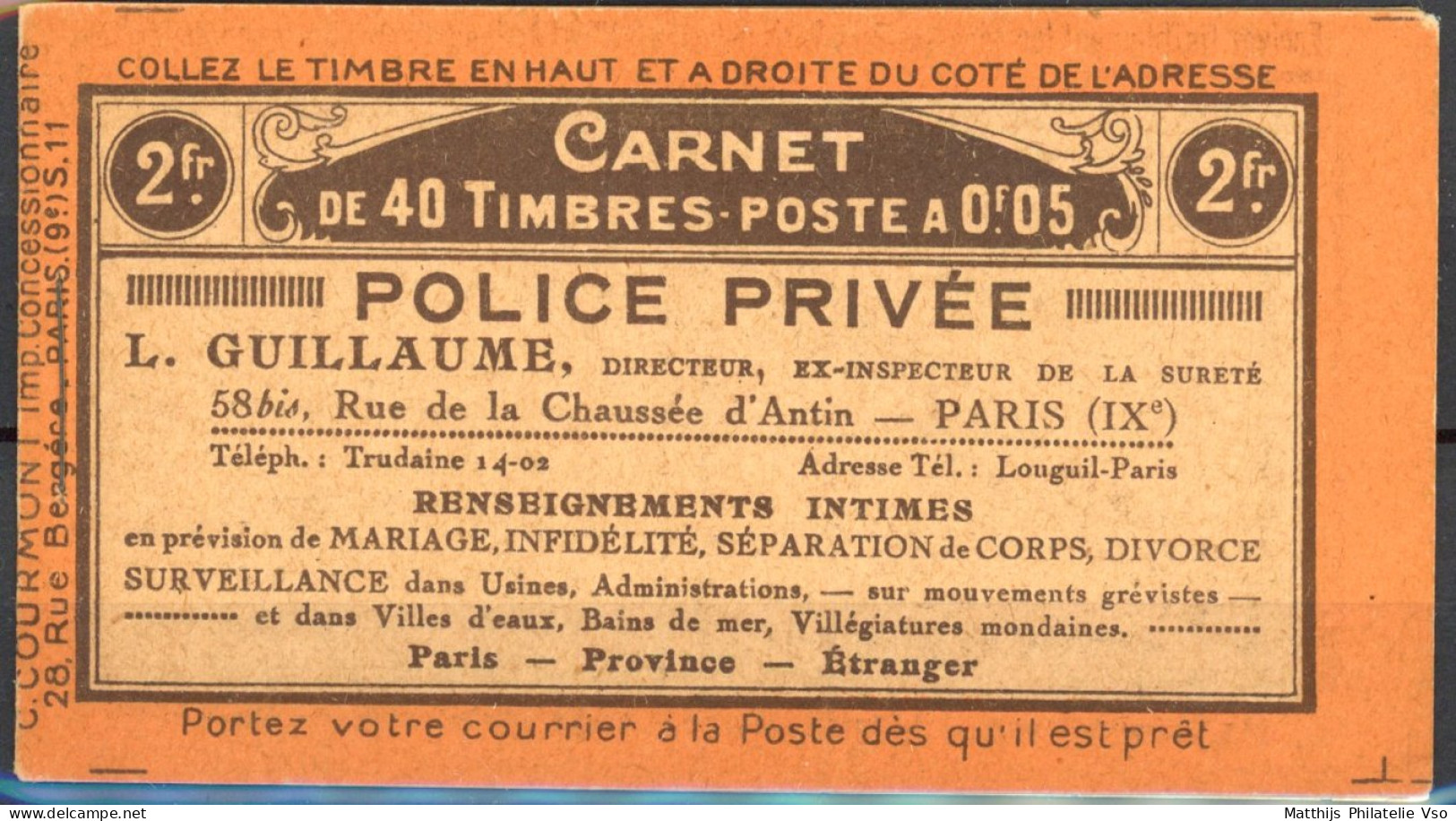 [** SUP] Carnet 158-C2, Police Privée - Le Carnet Complet - Cote: 155€ - Autres & Non Classés