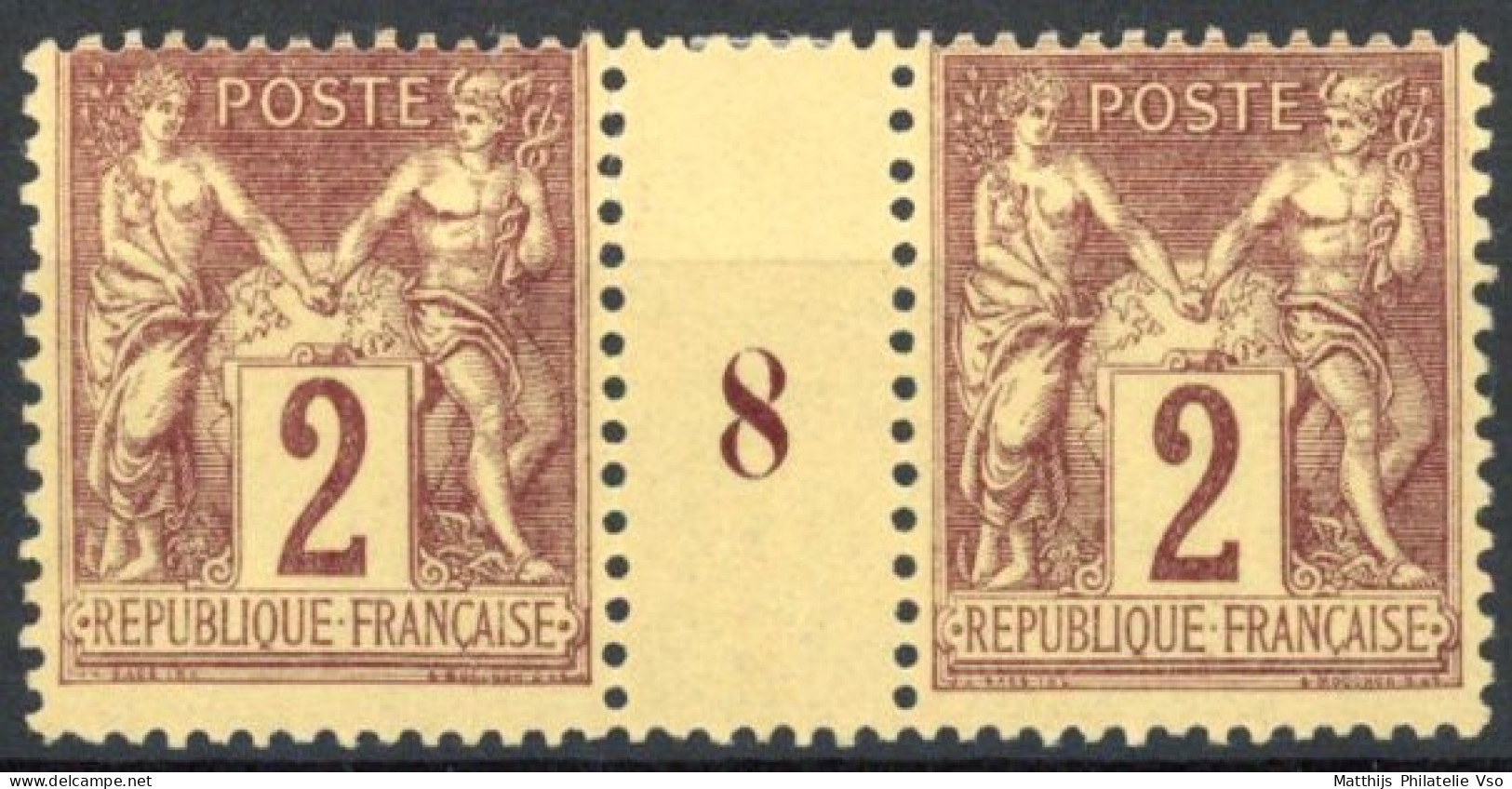 [**/* SUP] N° 85, 2c Brun-rouge, Trace Sur Bdf (timbres **) - Millesime 8 - Cote: 38€ - Millesimes