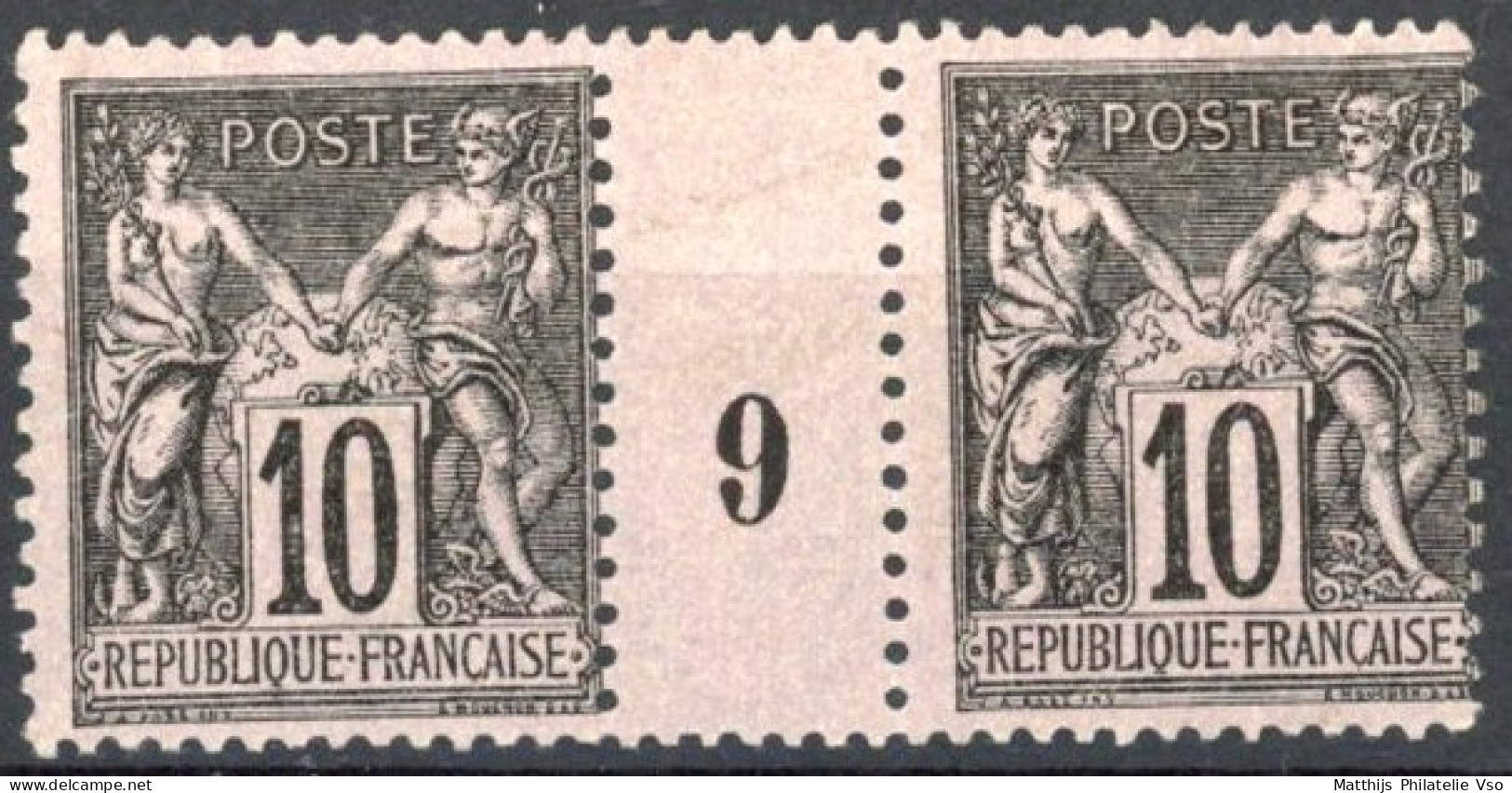 [**/* SUP] N° 103, 10c Noir/lilas, Trace Sur Bdf (timbres **) - Millesime 9 - Cote: 115€ - Millesimes