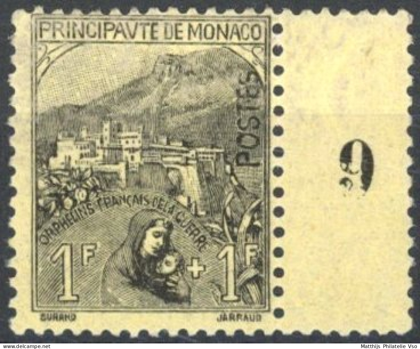 [** SUP] N° 32, 1f+1f Noir/jaune, Bdf Avec Millesime 9 - Fraîcheur Postale - Cote: 615€ - Unused Stamps