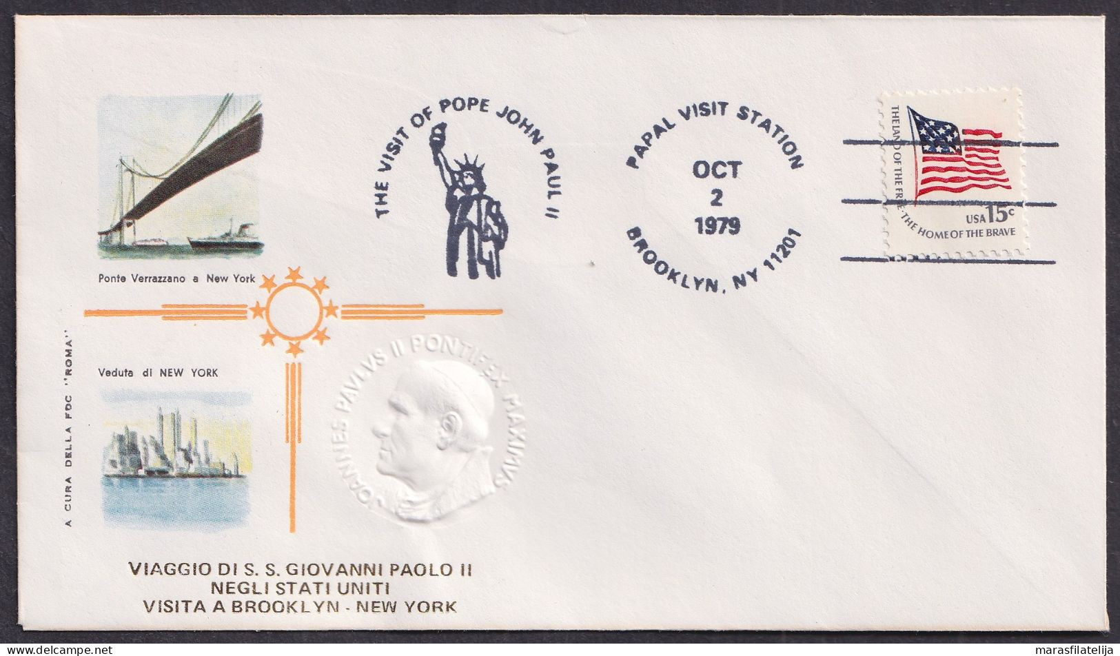 Vatican USA 1979, Pope Paul John II Visit - Brooklyn, Special Cover - Autres & Non Classés