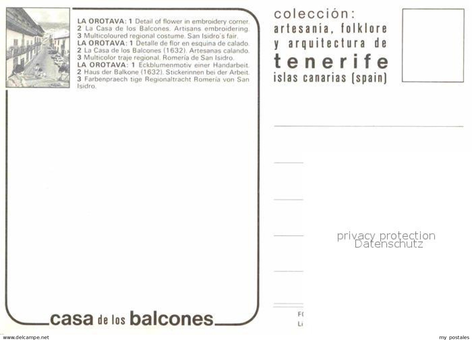 72693387 Orotava Tenerife Casa Los Balcones 1632 Eckblumenmotiv Stickerinnen Tra - Autres & Non Classés