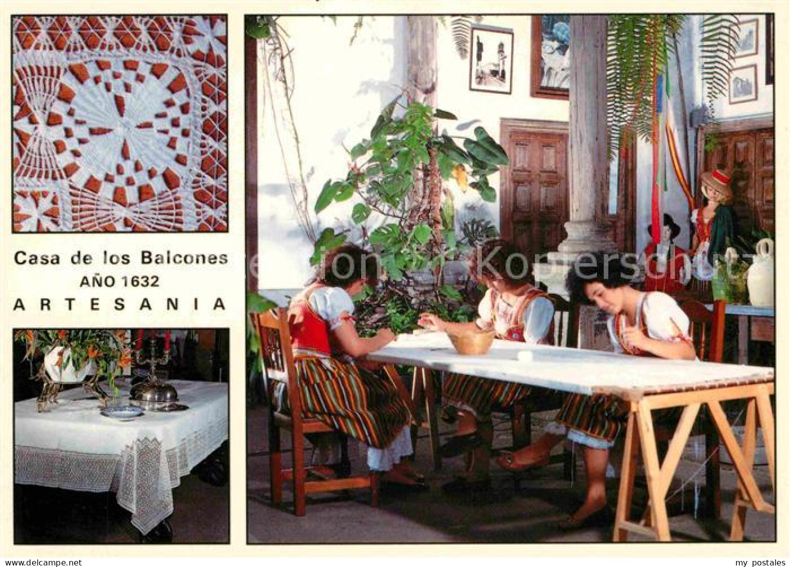 72693385 Orotava Tenerife Casa Los Balcones 1632 Stickerinnen Stickrahmen Tischd - Sonstige & Ohne Zuordnung