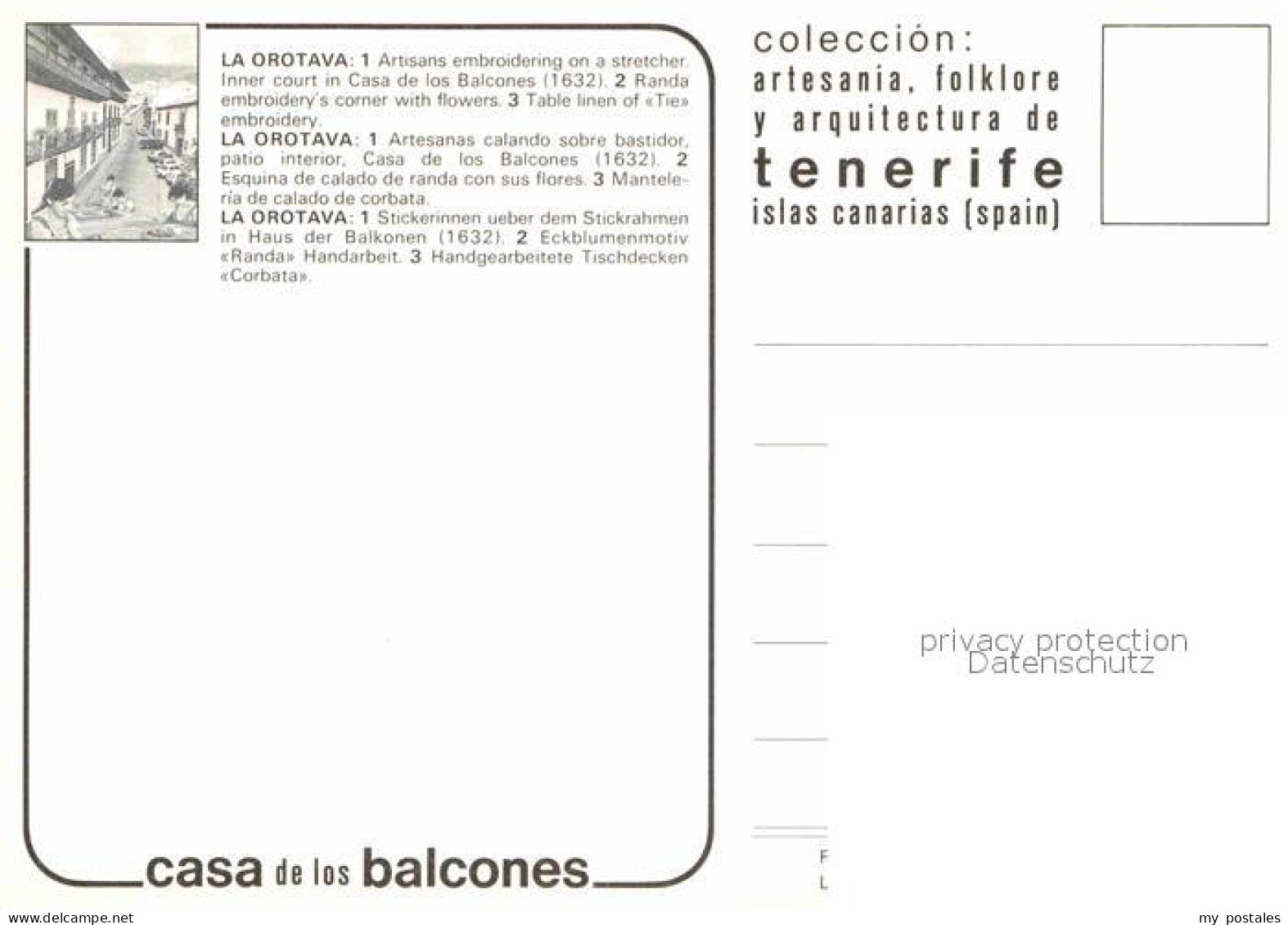 72693385 Orotava Tenerife Casa Los Balcones 1632 Stickerinnen Stickrahmen Tischd - Autres & Non Classés