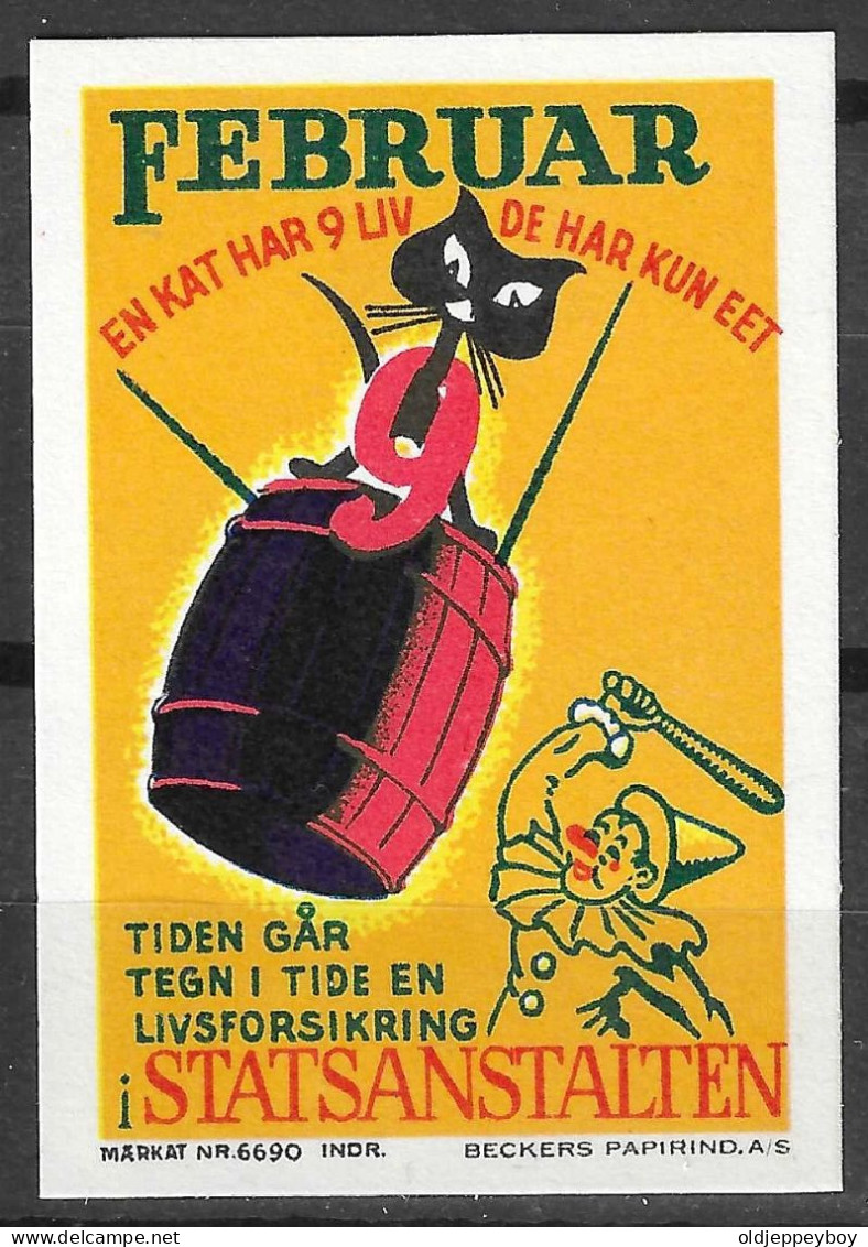 ERINNOFILI VIGNETTE CINDERELLA STATSANSTALTEN Cat Clown Circus Art Poster Stamp Vignette DENMARK - Erinnofilie