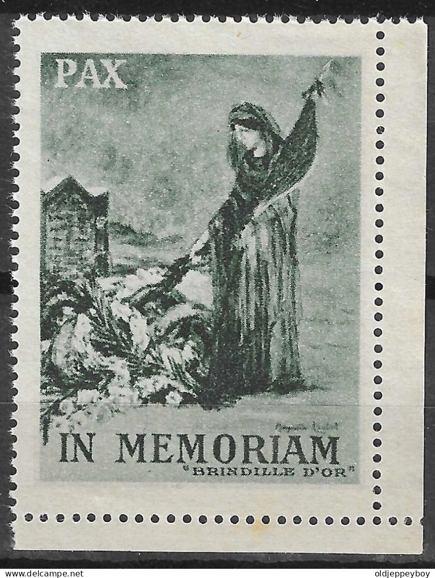 Reklamemarke ERINNOFILI VIGNETTE CINDERELLA PAX In Memoriam Brindille D`Or Propaganda BELGIUM - Vignetten (Erinnophilie)