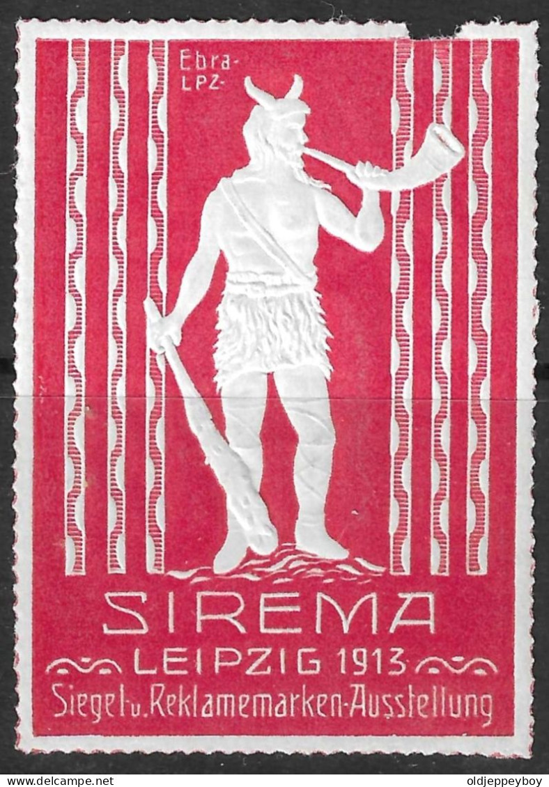 Präge-Cartes Publicitaires Artistes Ebra, Siegel-und Reklamemarken-Ausstellung "Sirema" Leipzig 1913, Germane Mit Hor - Erinnophilie