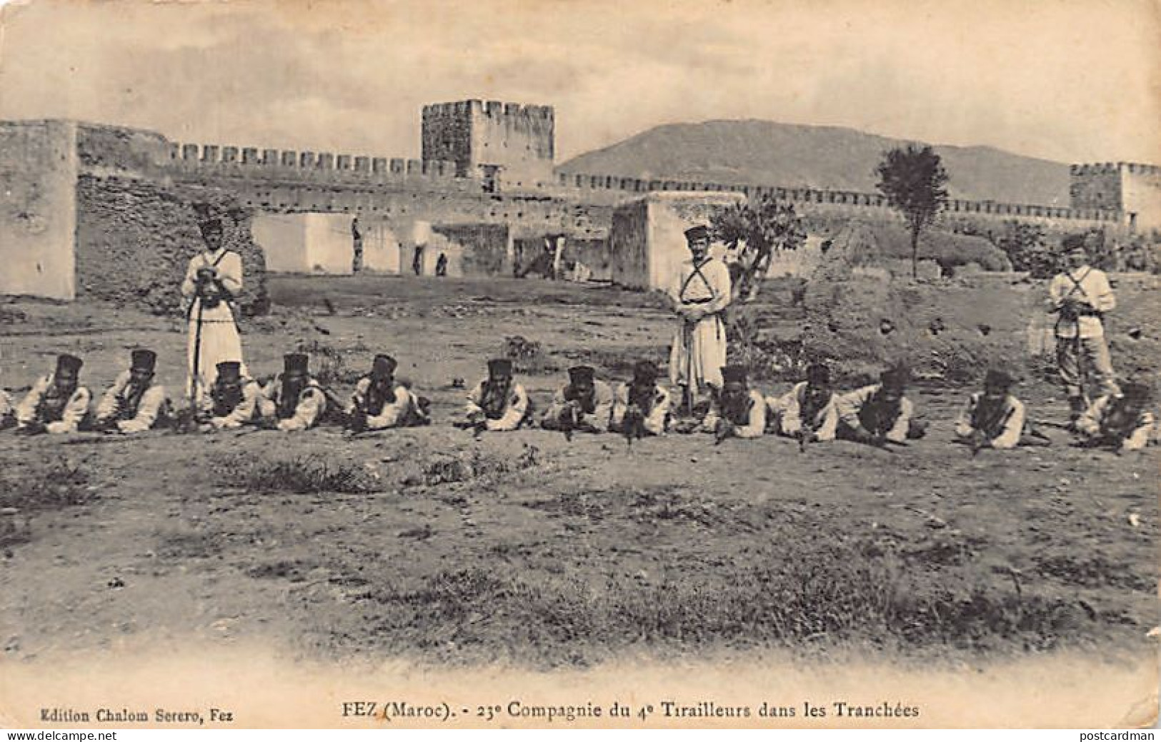 Maroc - FEZ Fès - 23ème Compagnie Du 4ème Tirailleurs Dans Les Tranchées - Ed. Chalom Serero  - Fez (Fès)