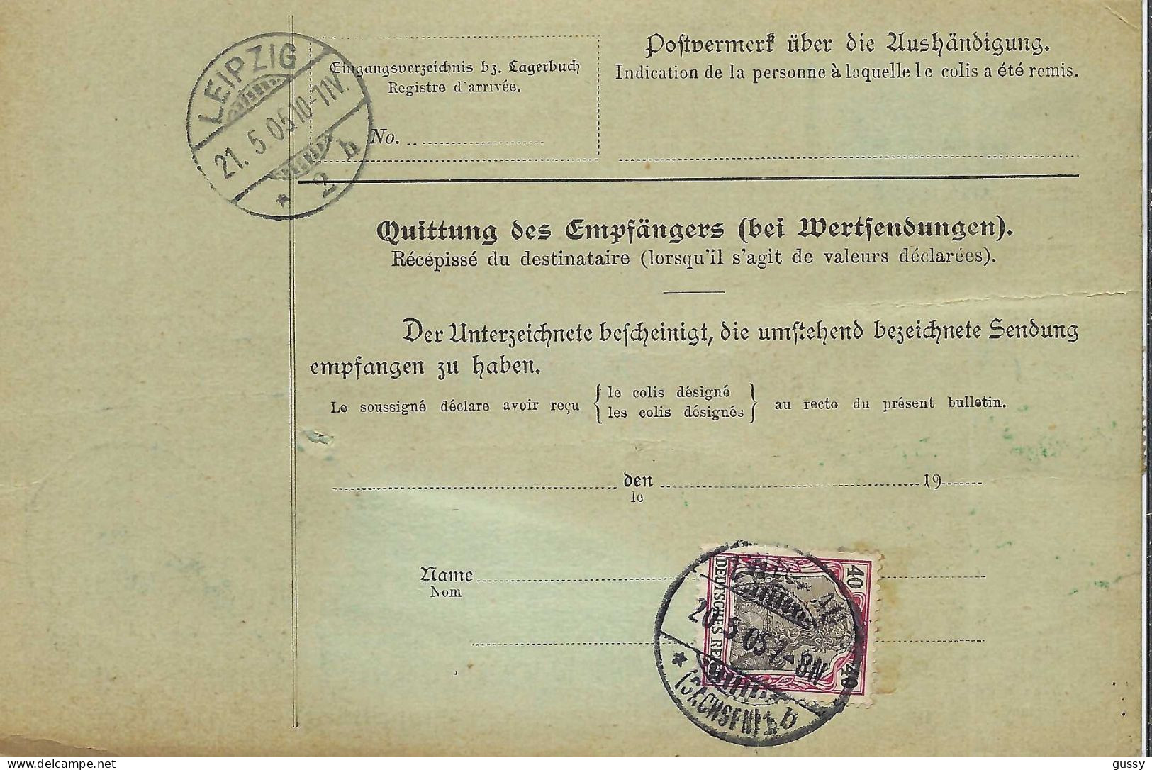 ALLEMAGNE Ca.1905: Bulletin D'Expédition De Zwickau Pour Genève (Suisse) - Briefe U. Dokumente