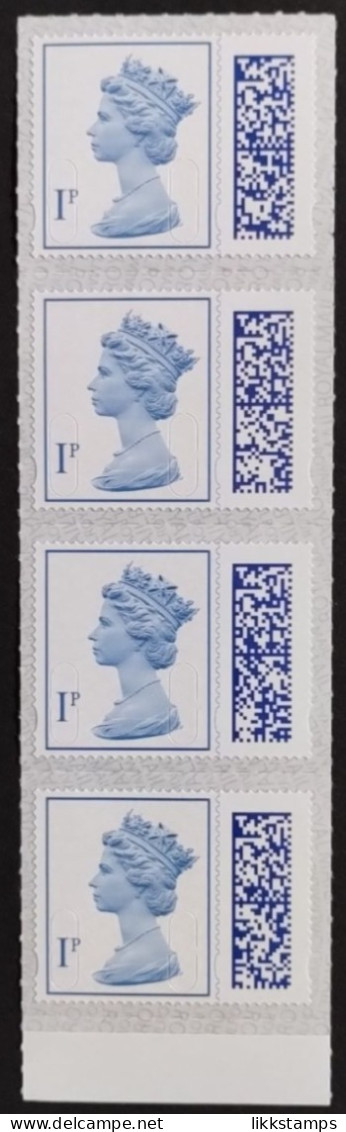S.G. V4700 ~ STRIP OF 4 X 1p NEW BARCODED DEFINITIVES UNFOLDED & NHM #02218 - Machins