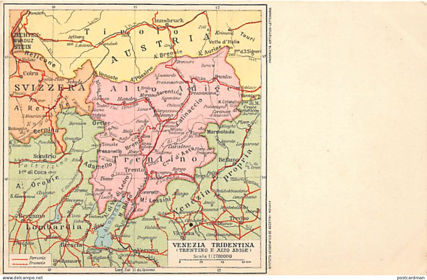 Italia - Trentino-Alto Adige - Mappa Geografica - Other & Unclassified