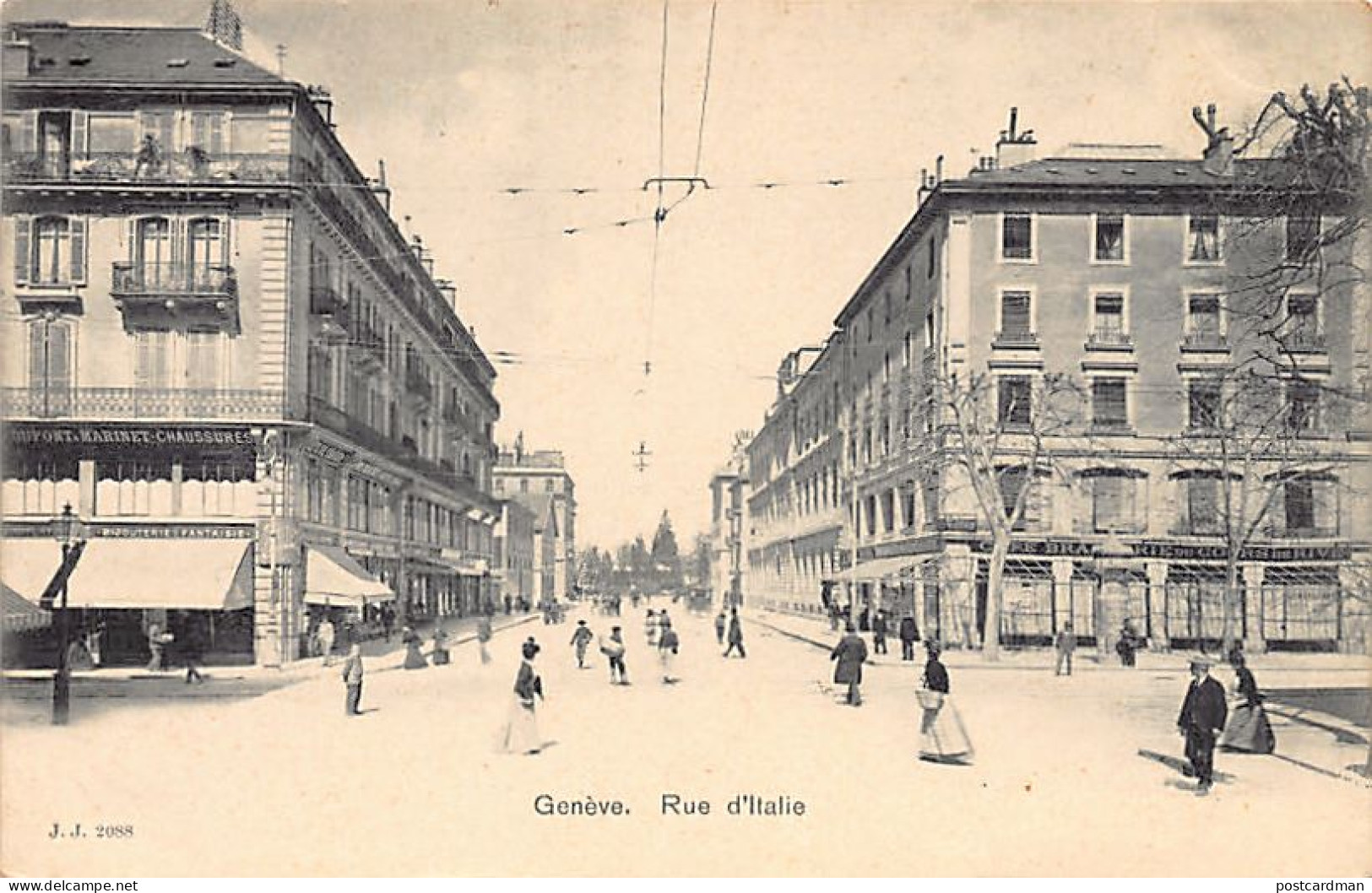 GENÈVE - Rue D'Italie - Café Brasserie Du Cours De Rive - Dupont & Marinet Chaussures - Ed. Jullien J.J. 2088 - Genève