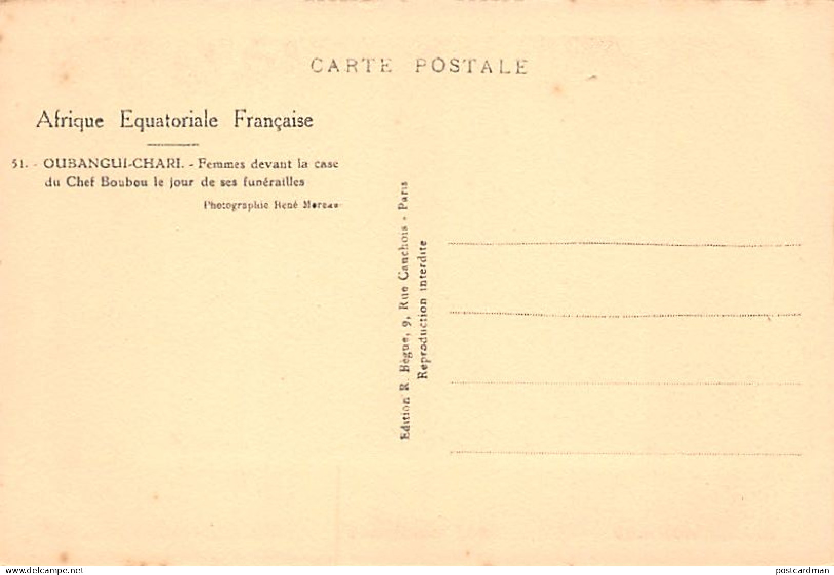 Centrafrique - Femmes Devant La Case Du Chef Boubou Le Jour De Ses Funérailles - Ed. R. Bègue 51 - Central African Republic