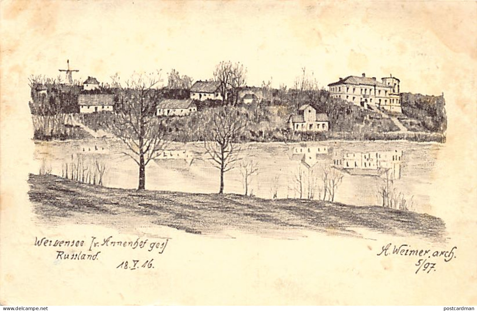 Russia - BOLSCHIJE GORKI Weißensee - View From Annenhof (today Rybkino) - A. Weimer (18 May 1916) - Publ. Feldpostkarte - Russia