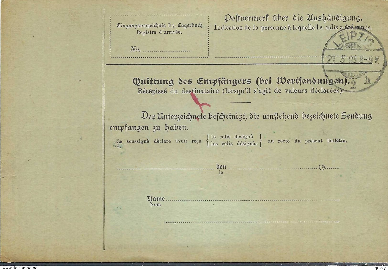 ALLEMAGNE Ca.1905: Bulletin D'Expédition De Zwickau Pour Genève (Suisse) - Lettres & Documents