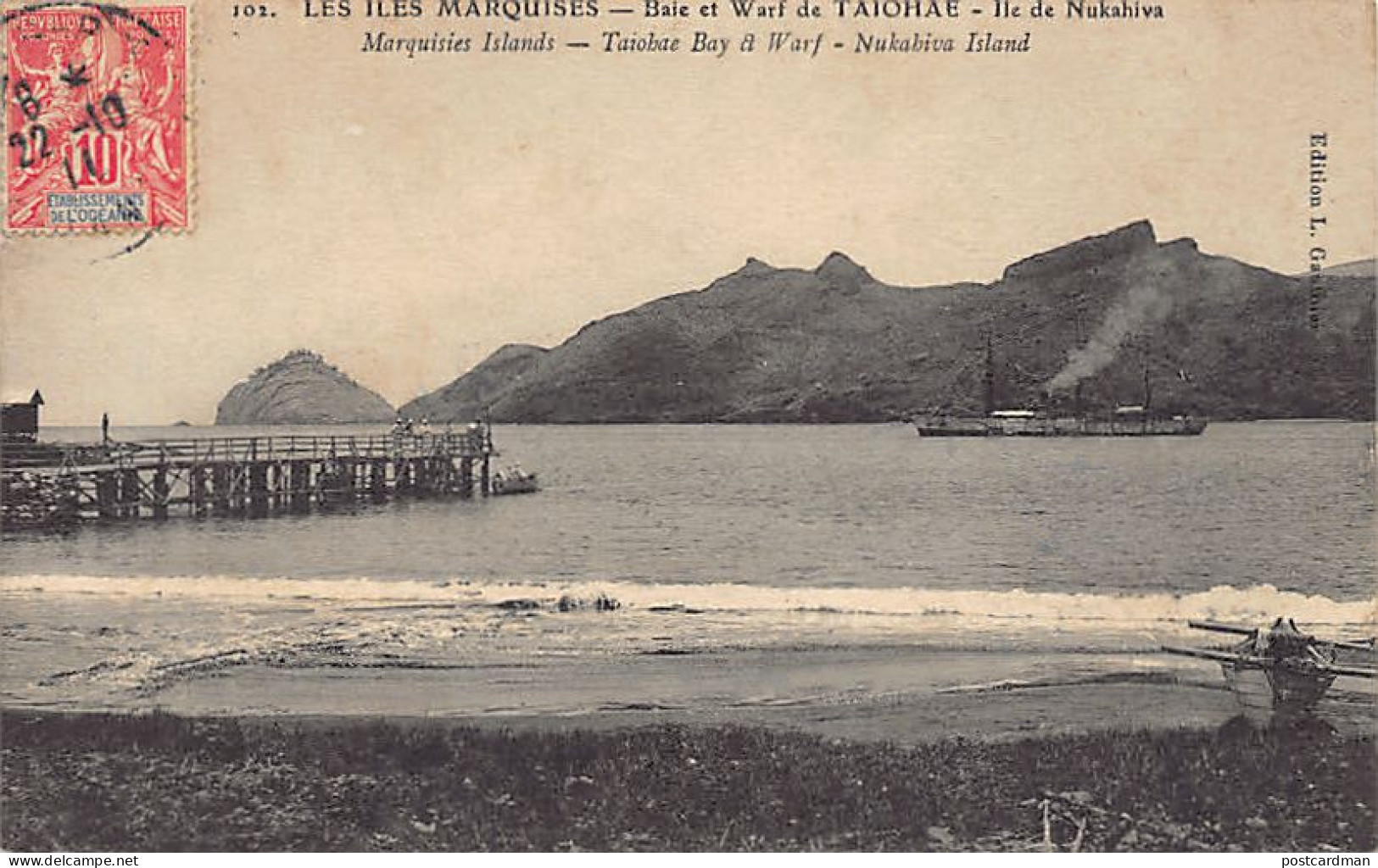 Polynésie - Iles Marquises - Baie Et Wharf De TAIOHAE, Ile De Nukahiva - Ed. L. Gauthier. - Polynésie Française