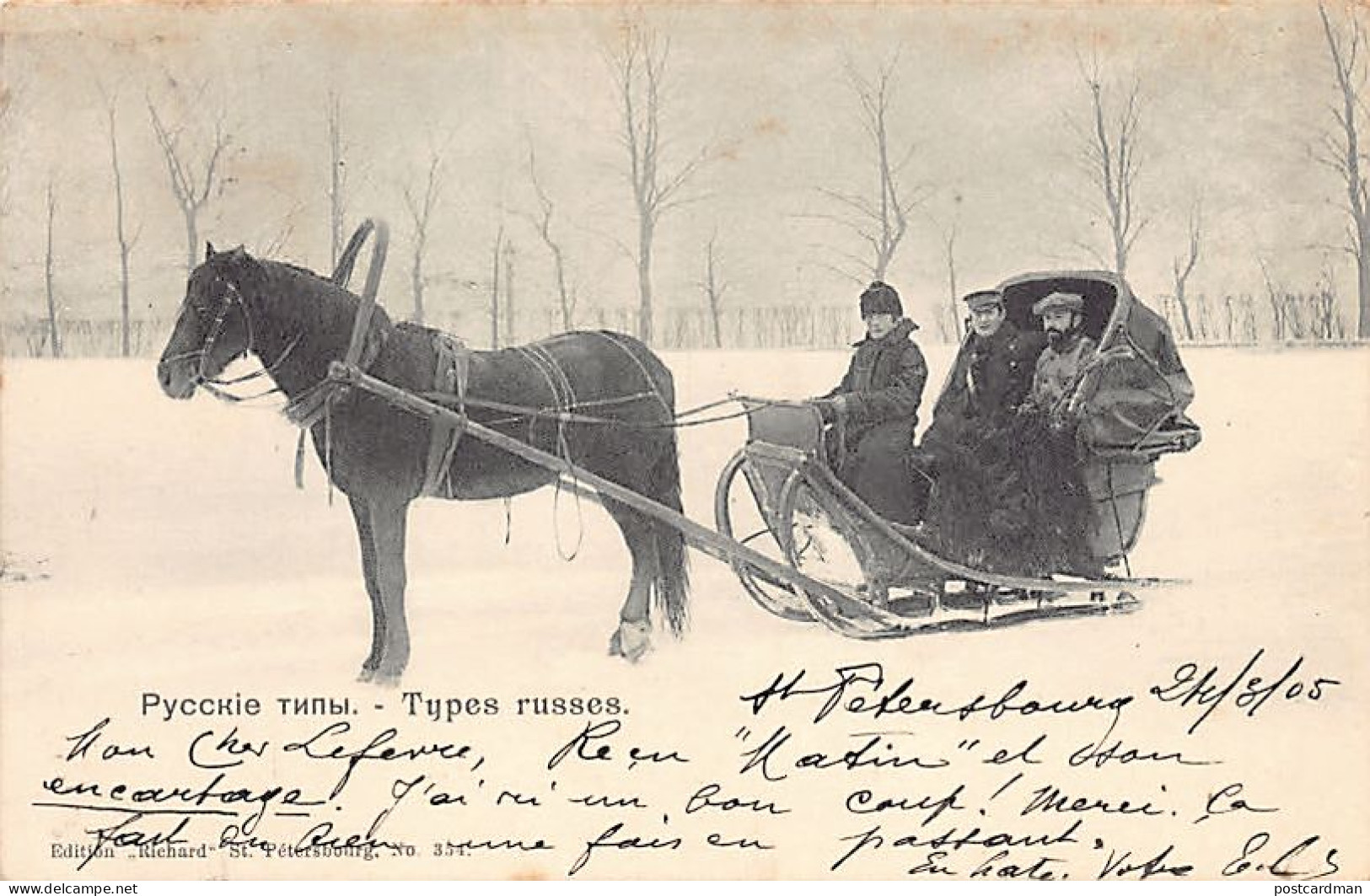 RUSSIA - Russian Types - Horse Sleigh - Publ. Richard 354 - Russland