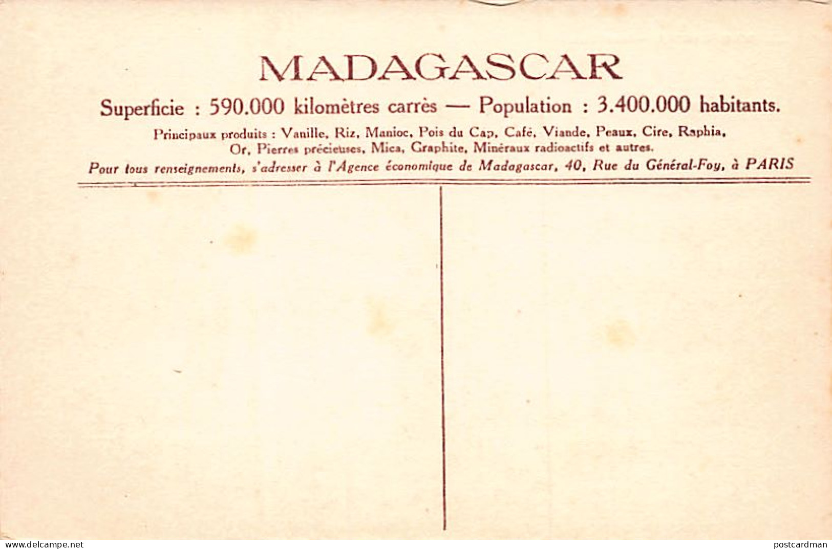 Madagascar - Case Tanosy - Ed. Agence Économique  - Madagaskar