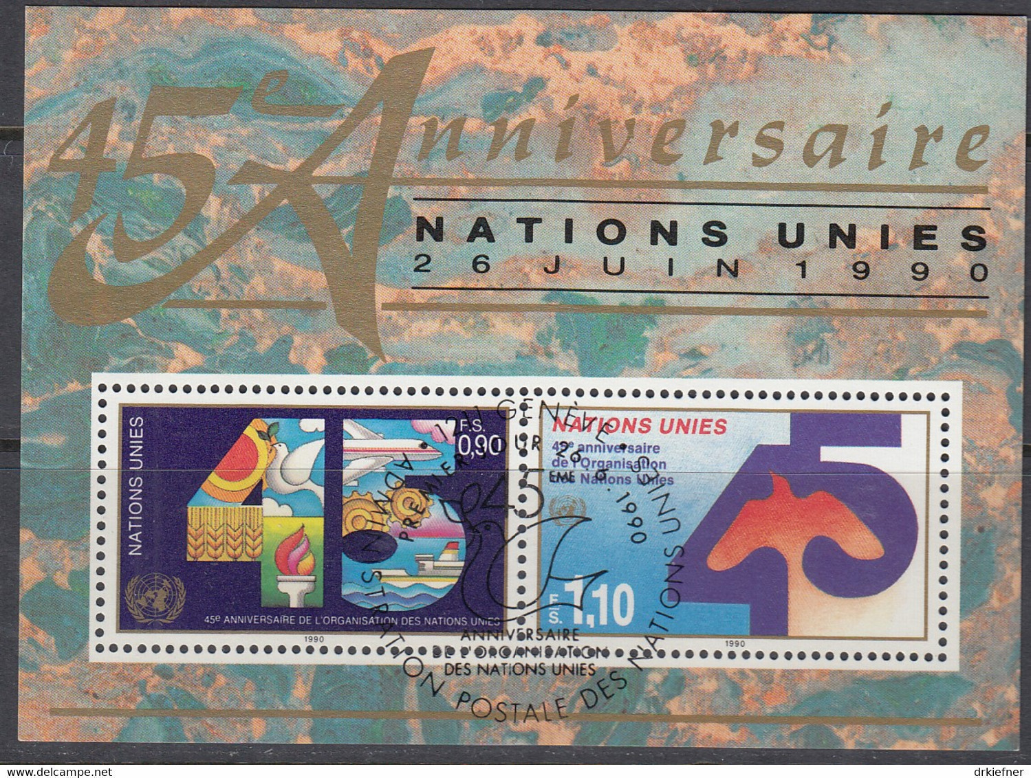 UNO GENF  Block 6, Gestempelt, 45 Jahre UNO, 1990 - Blocks & Sheetlets