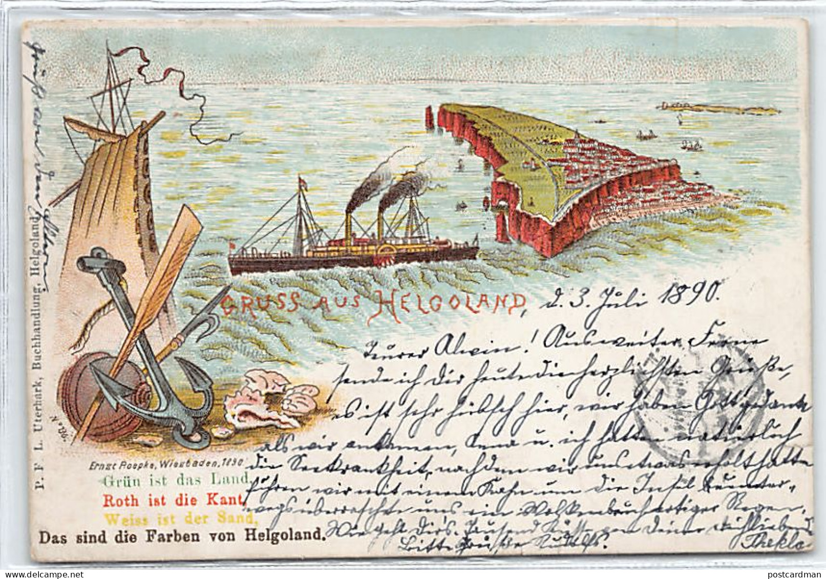 HELGOLAND (SH) Gruss Aus Jahr 1890 Mit Helgoland Briefmarke. - Helgoland