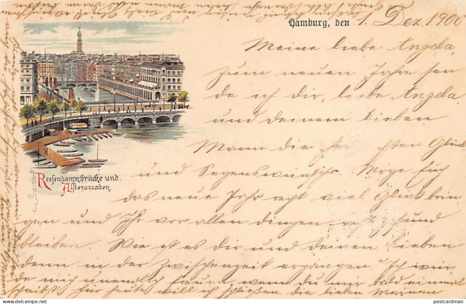 Hamburg (HH) Reesendammbrücke Und Alsterarkaden Litho 1900 - Andere & Zonder Classificatie