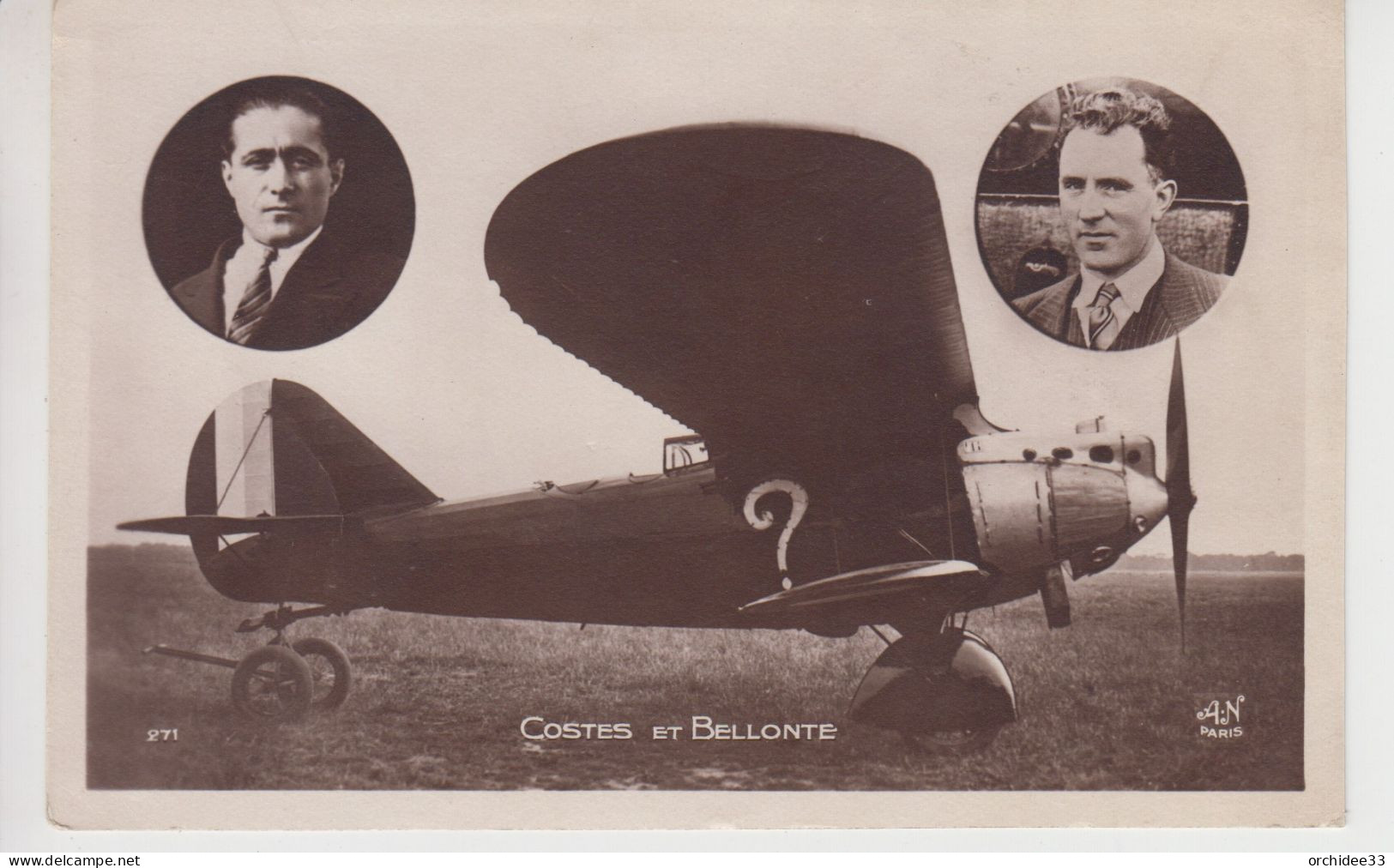 CPA Costes Et Bellonte (Portraits Des Pilotes Avec Leur Avion "Le Point D'Interrogation") - Aviateurs