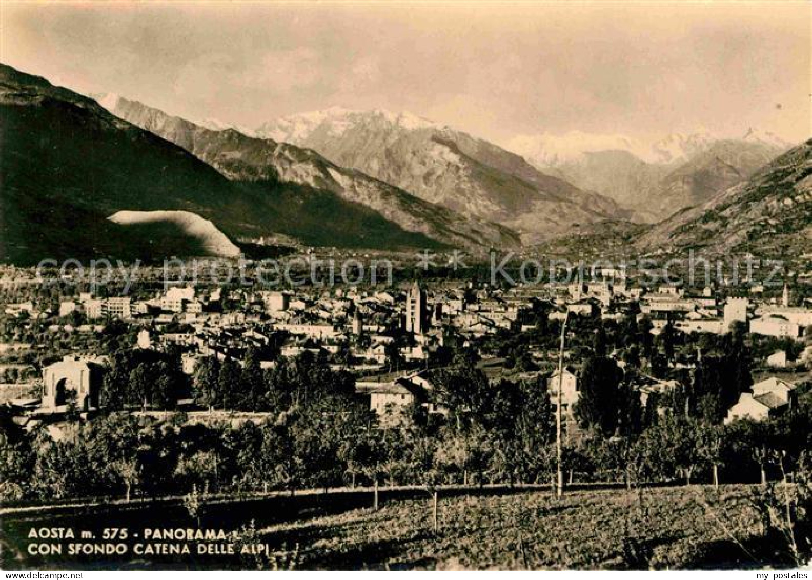 72692946 Aosta Panorama Con Sfondo Catena Delle Alpi Alpenpanorama Aosta - Autres & Non Classés