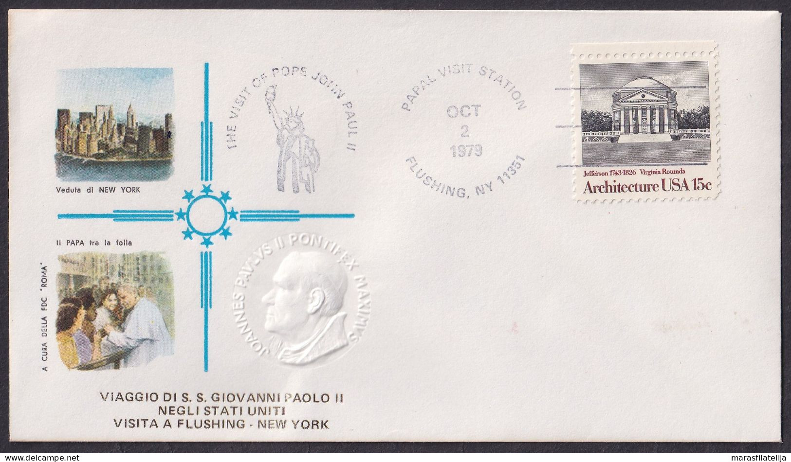 Vatican USA 1979, Pope Paul John II Visit - Flushing, Special Cover - Andere & Zonder Classificatie