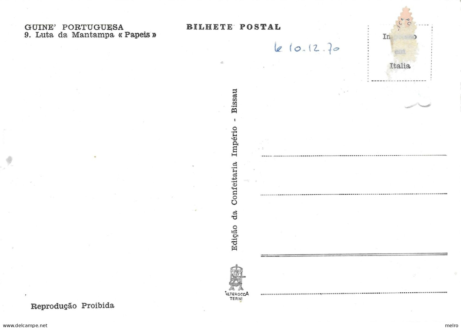 GUINÉ - (Ex. Colónia Portuguesa)- Luta Da Mantampa «Papeis» (Edição Da Confeitaria Império - Bissau) - Autres & Non Classés
