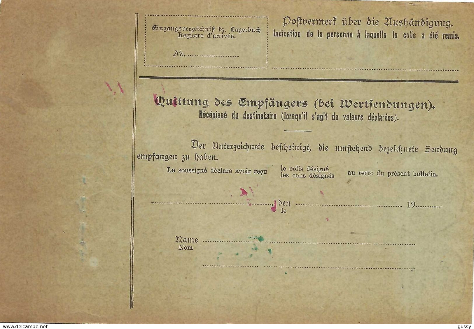 ALLEMAGNE Ca.1907: Bulletin D'Expédition De Berlin Pour Genève (Suisse) - Brieven En Documenten