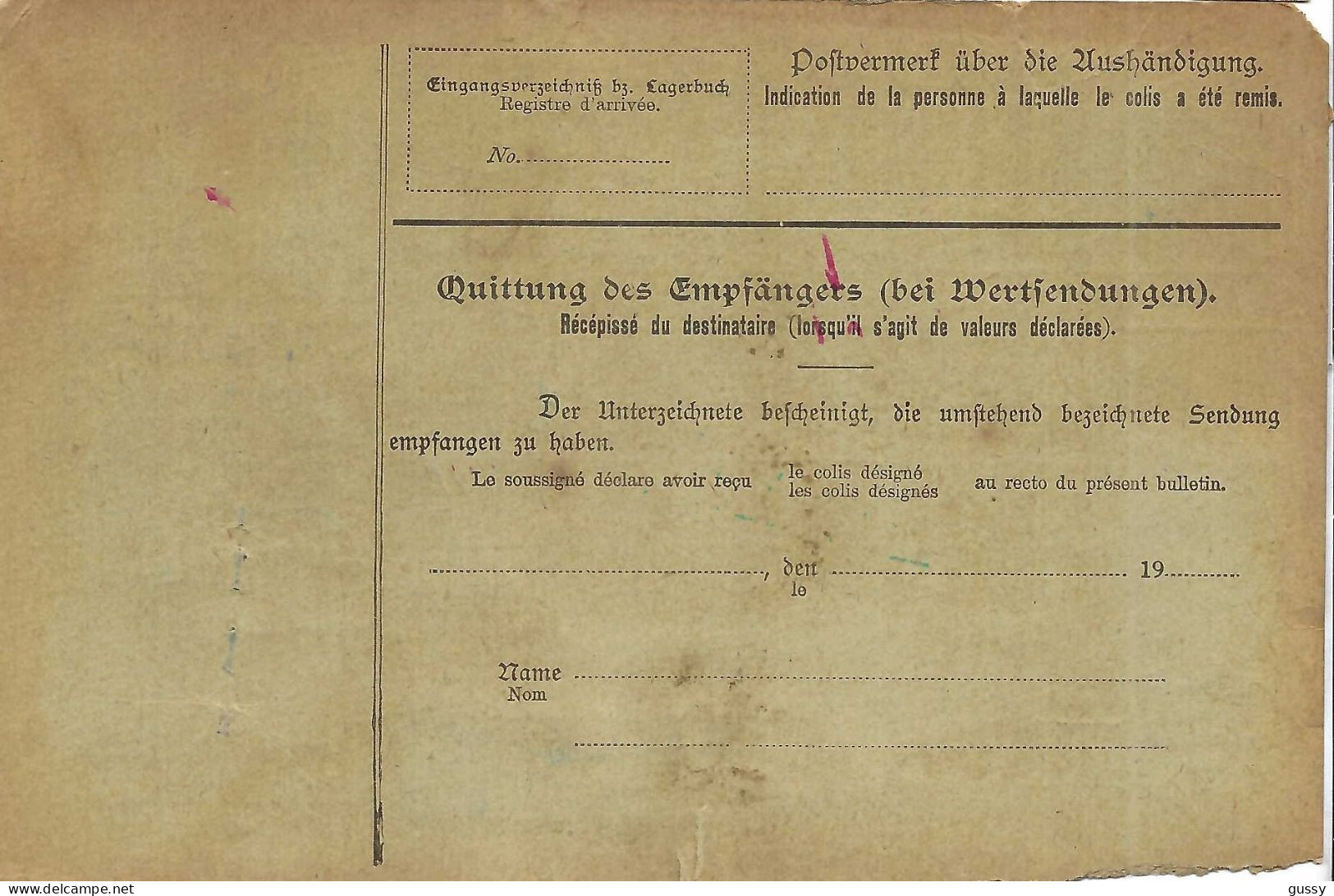 ALLEMAGNE Ca.1907: Bulletin D'Expédition De Berlin Pour Genève (Suisse) - Lettres & Documents