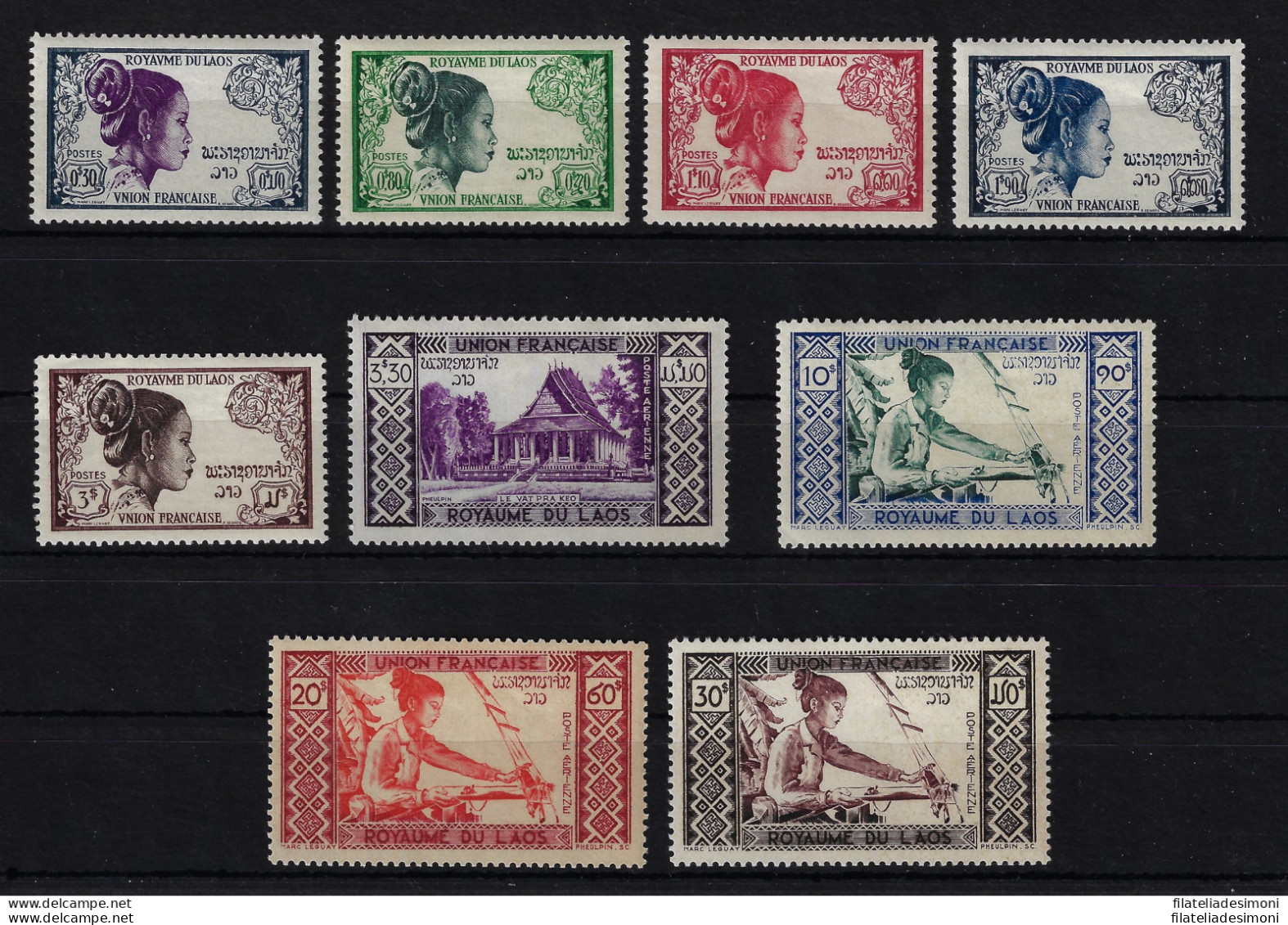 1952 LAOS - SG 13/17 + Posta Aerea 18/21 - Lavori - MNH** - Sonstige - Asien