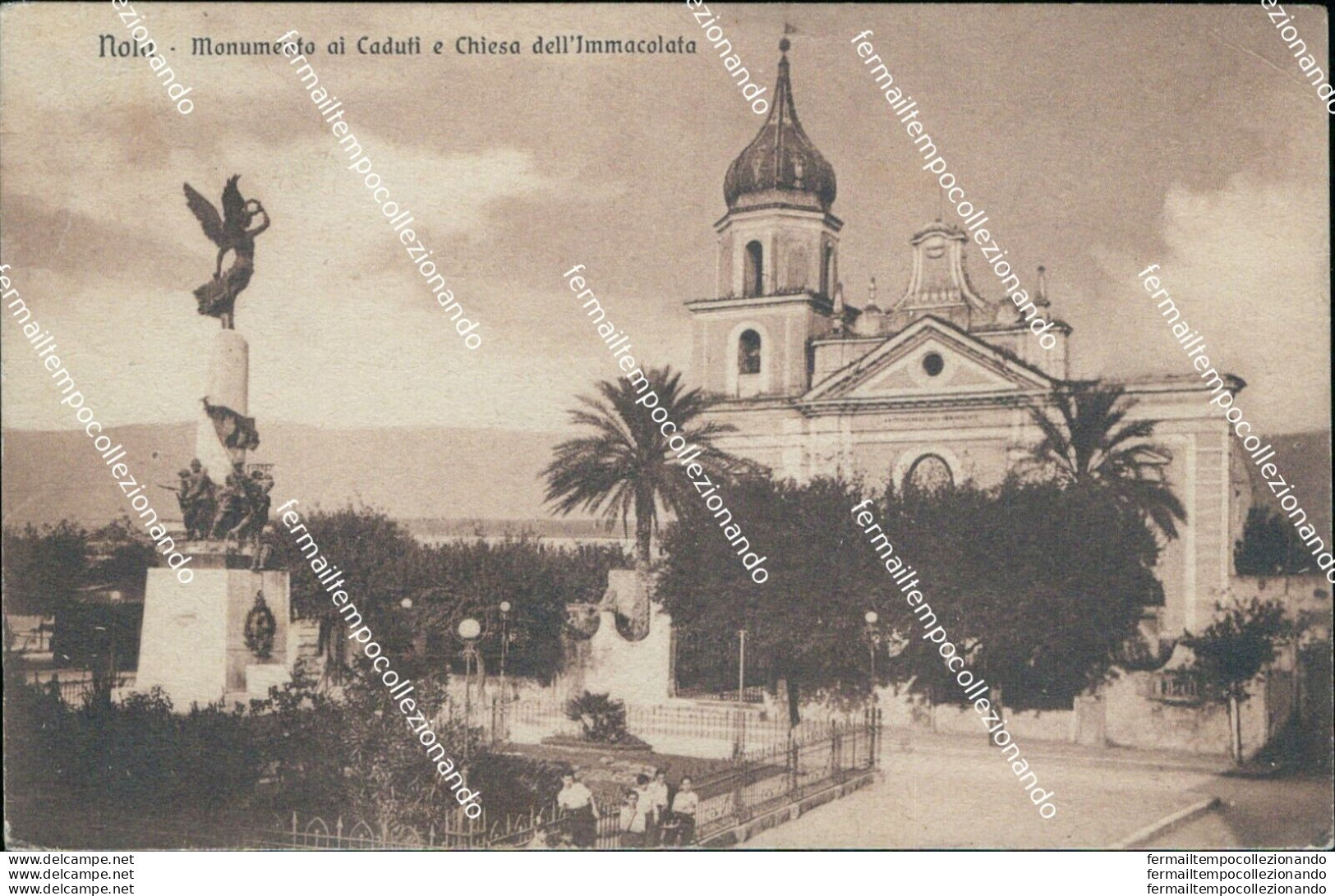 Bh32 Cartolina Nola Monumento Ai Caduti E Chiesa Dell'immacolata 1932 Napoli - Napoli